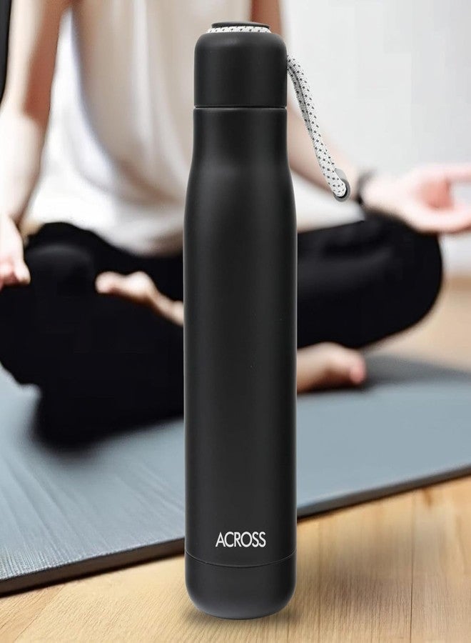 Across Sports 550 Double Wall Stainless Steel Hot and Cold Vacuum Insulated Water Bottle, 550 ml, Matte Black - Image 2